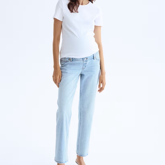 H&M MAMA Maternity Light Blue Straight Ankle Jeans - Picture 1 of 5